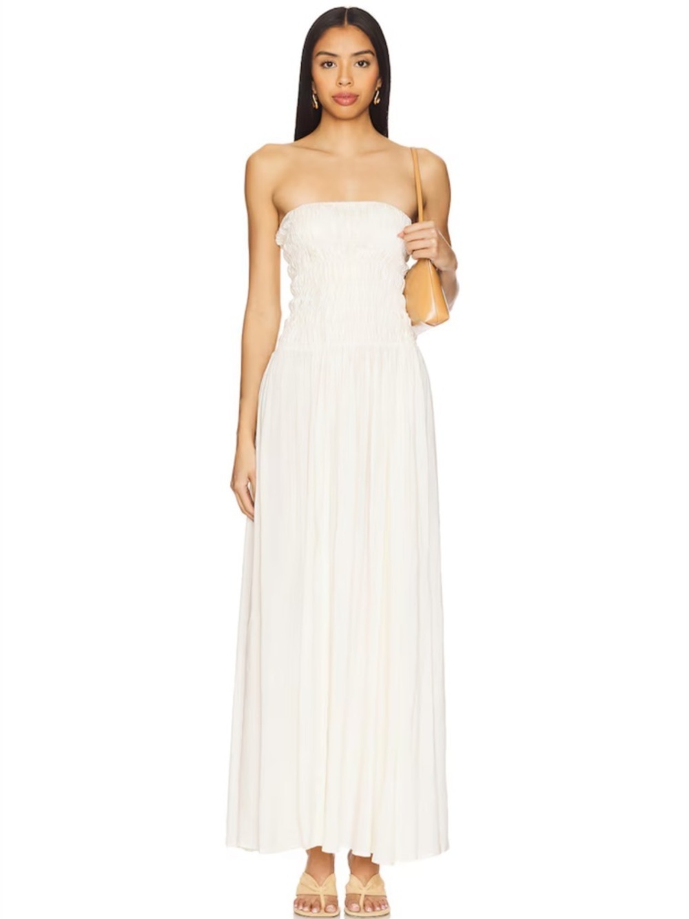 Tularosa x Emma Rose Itzayana Maxi Dress in Ivory Strapless Smocked Maxi S